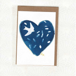 Carte cyanotype Coeur