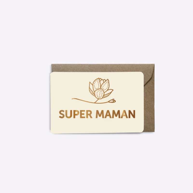 Mini-carte Super Maman - vanille - Les Éditions du Paon